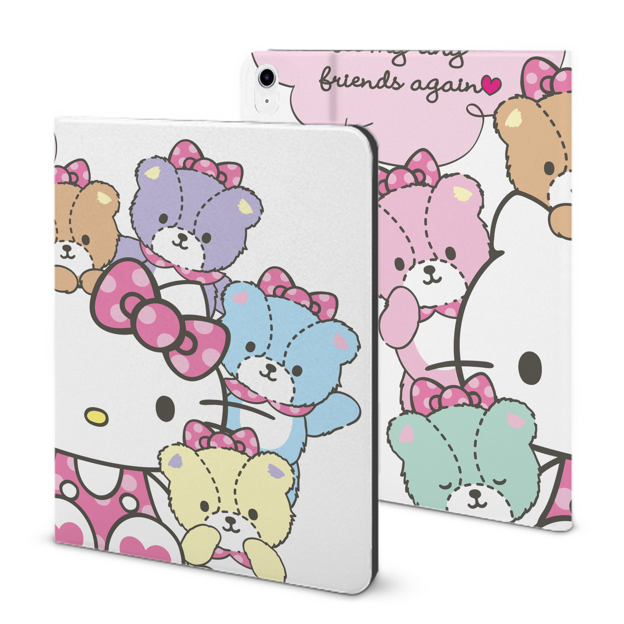 （画像用） Hello Kitty ハローキティ IPad ケース ブック型 PUレザー TPU 耐衝撃 軽量 薄型 ペン収納なし 全面保護 IPad 各モデル対応